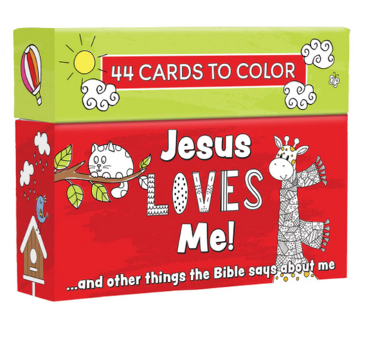 Tarjetas para colorear en caja "Jesús me ama"