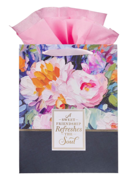 Bolsa de regalo grande con retrato de acuarela "Dulce Amistad"