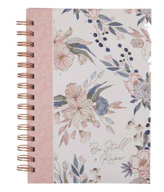 Be Still and Know Pink Floral Spiral Journal - Psalm 46:10 | Be Still and Know