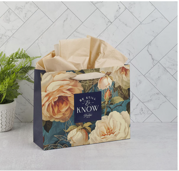 Bolsa de regalo grande  Be Still and Know Serene Roses Psalm 46:10 | Estad Quietos y Conoced' - Salmo 46:10