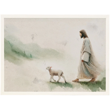 Cuadro Jesus Walking With Lamb | Jesús caminando con un cordero