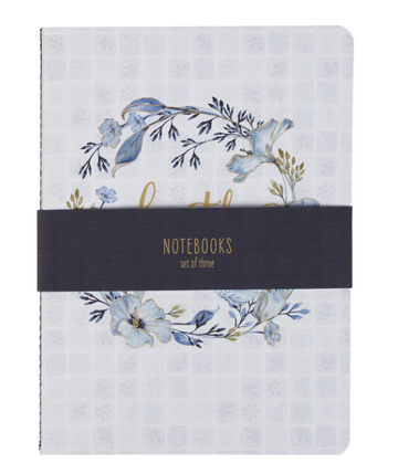 Conjunto de libretas Faith Love and Grace Blue Floral