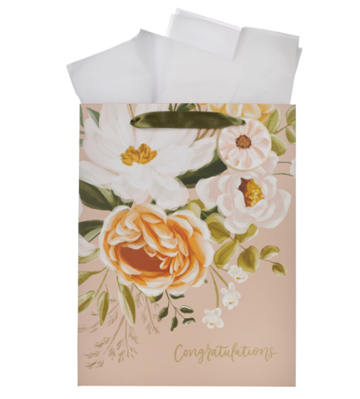 Bolsa de regalo grande Sophia Peach Floral | Pera floral de Sofia