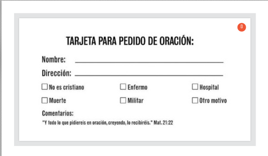 Tarjeta pedido de oracion paquete de 100