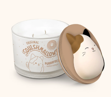 Squishmallows Cam Candle with Squishy Puff - Purrrfect Maple Donut | vela