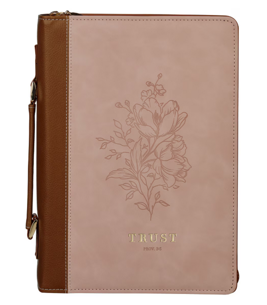 Funda de Biblia de Moda de Cuero Sintético Moteado Blush Confiar - Proverbios 3:5