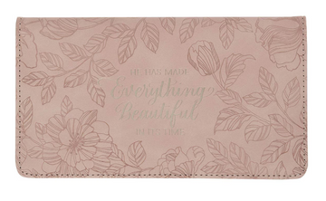 Everything Beautiful Blush Floral Faux Leather Checkbook Wallet Ecclesiastes 3:11