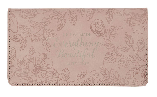Everything Beautiful Blush Floral Faux Leather Checkbook Wallet Ecclesiastes 3:11
