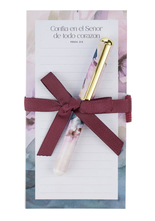 Juego de Regalo con bloc de notas magnético y pluma “Confía en el Señor” - Proverbios 3:5