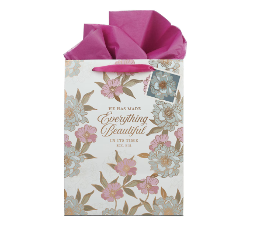 Everything Beautiful Whimsical Blooms Large Portrait Gift Bag - Ecclesiastes 3:11