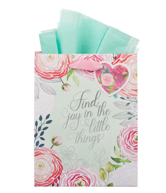 A Grateful Heart Pink Floral Medium Gift Bag