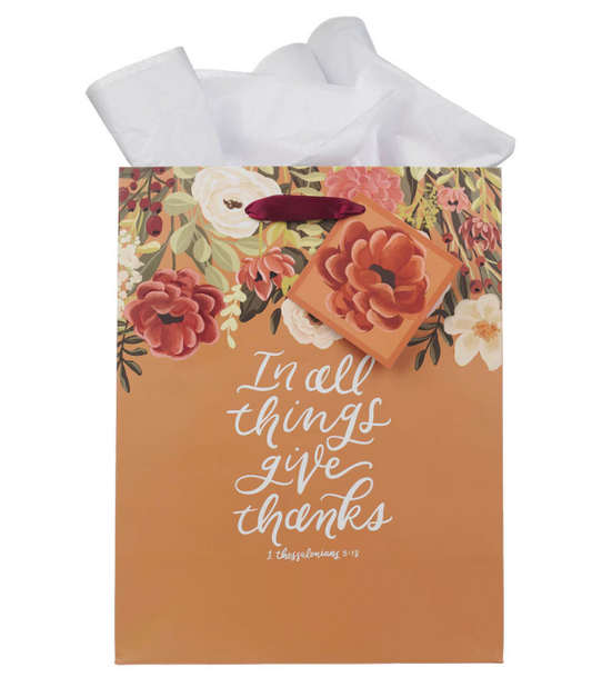 Give Thanks Pumpkin Spice Medium Gift Bag - 1 Thessalonians 5:18