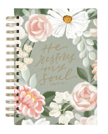 He Restores My Soul Green Garden Spiral Journal - Psalm 23:3