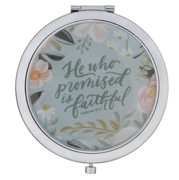 He Who Promised Silver Metal Compact Mirror - Hebrews 10:23
