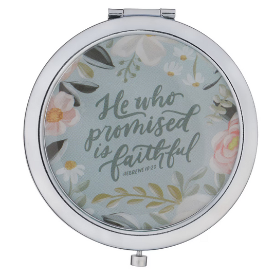 He Who Promised Silver Metal Compact Mirror - Hebrews 10:23