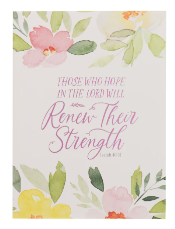 Renew Their Strength Yellow Floral Medium Notebook - Isaiah 40:31 "Renueva sus fuerzas"