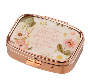 Every Good and Perfect Gift Rose Gold Pill Case - James 1:17"Cada bueno y perfecto"