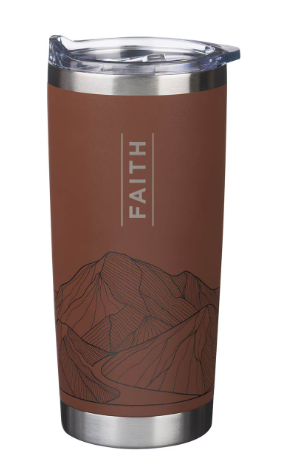 Faith Brown Stainless Steel Travel Tumbler - Matthew 17:20"Fe"