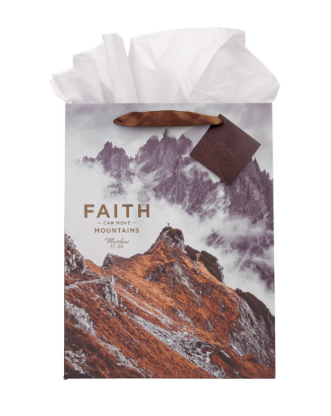 Bolsa Faith Can Move Mountains Large Portrait Gift Bag - Matthew 17:20