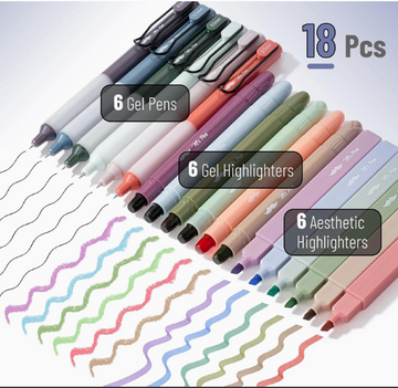 Mr. Pen 18-Pack Aesthetic Highlighters & Gel Pens