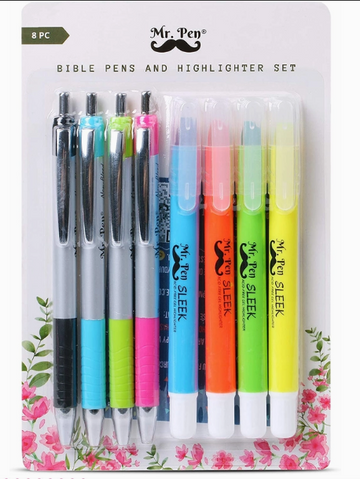 Mr. Pen No Bleed Bible Highlighters & Pens - 8 Pack