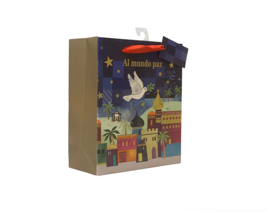 Bolsa de regalo mediana Al mundo paz mediana