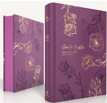 Biblia Obsequios y premios RVR60 Imitación piel |Morado con flores