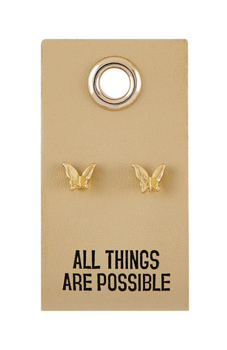 Leather Tag Earrings - Butterfly | mariposa