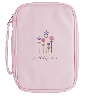 Cubierta de Biblia Rosa Fe, Esperanza y Amor | Grande