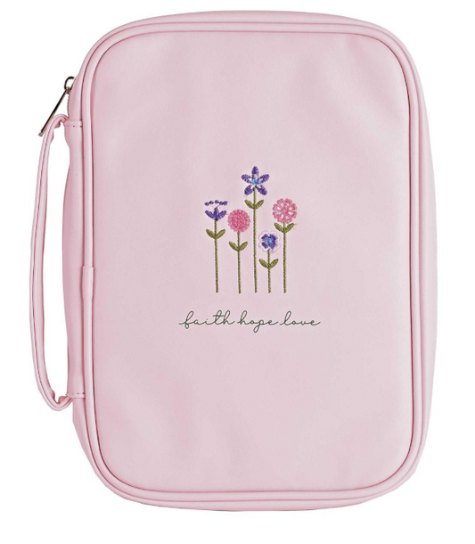 Cubierta de Biblia Rosa Fe, Esperanza y Amor | Grande