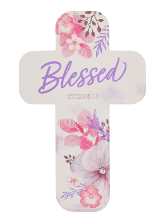 Marcador en Forma de Cruz | Blessed Purple Floral