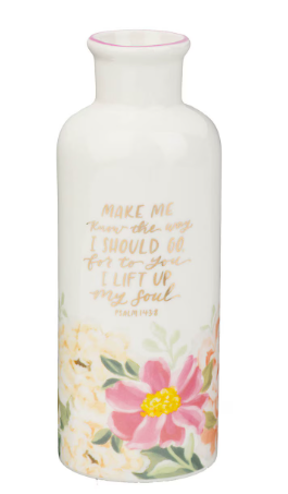 Jarrón de Cerámica Floral Rosa | Salmo 143:8