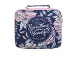 Funda Organizadora Doble para Biblia Everything Beautiful Azul Marino Floral | Eclesiastés 3:11