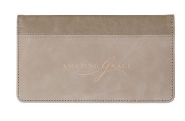 Funda para Chequera Amazing Grace Taupe Piel Sintética | Isaías 53:3