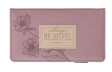 Cartera para Talonario Floral Malva de Piel Sintética | 1 Tesalonicenses 5:16