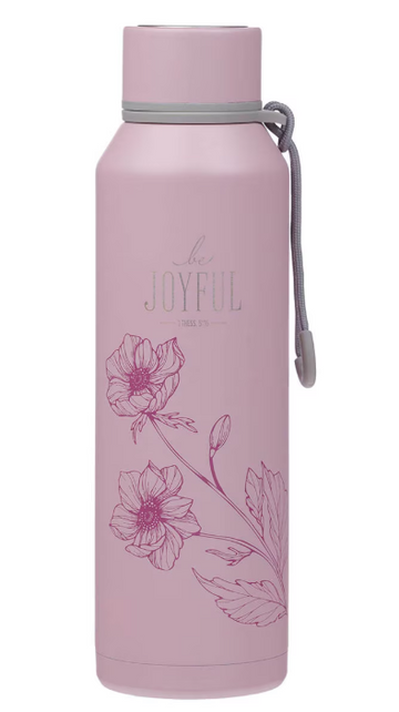 Botella de Acero Inoxidable Rosa Be Joyful | 1 Tesalonicenses 5:16