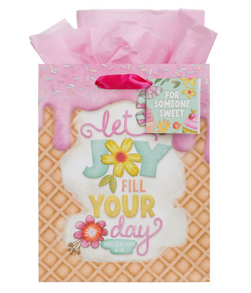 Bolsa de Regalo Mediana Rosa Let Joy Fill Your Day | Philippians 4:4