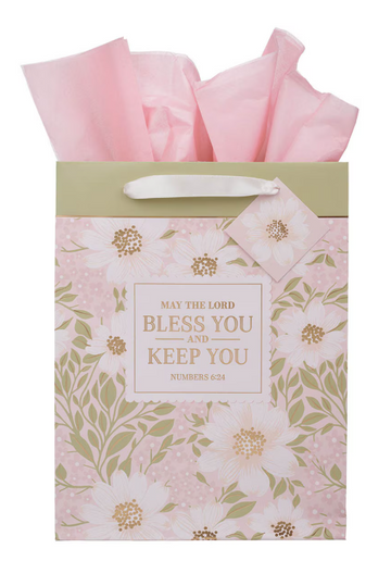 Bless And Keep You Blush Bloom | Large Portrait Gift Bag - Numbers 6:24