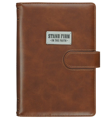 Cubierta para Diario Piel Sintética Miel con Cierre Magnético | 1 Corintios 16:13