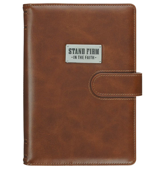 Cubierta para Diario Piel Sintética Miel con Cierre Magnético | 1 Corintios 16:13