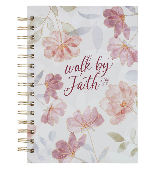 Spiral Journal Walk by Faith - Pink Cosmos | 2 Corinthians 5:7