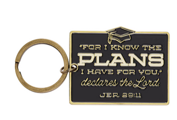 Llavero I Know the Plans Negro y Dorado en Lata de Regalo | Jeremías 29:11