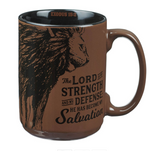 Taza Cerámica Marrón Nogal | The Lord Is My Strength | Éxodo 15:2