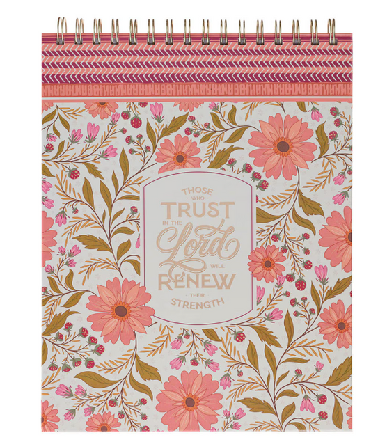 Bloc de Notas Espiral Grande Coral Floral | Isaías 40:31