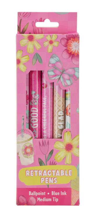 Set de Bolígrafos Retráctiles Pink Sprinkled With Joy | 1 Pedro 1:6