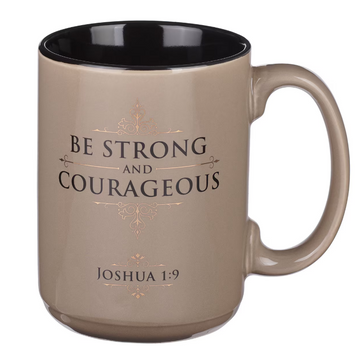 Taza Cerámica Beige Sé Fuerte y Valiente | Josué 1:9