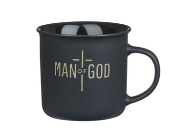 Taza Cerámica Mate Negra Man of God | 1 Timoteo 6:11