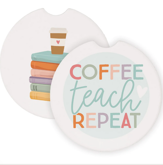 Posavasos de Cerámica para Auto | Coffee Teach Book Stack