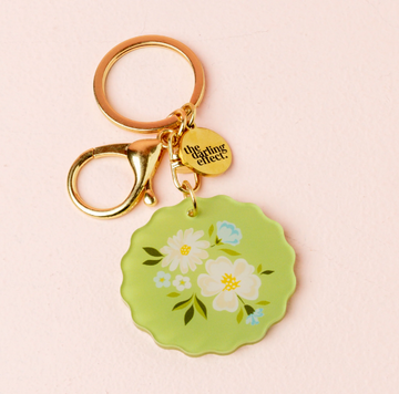 Dainty Floral Sage Acrylic Keychain