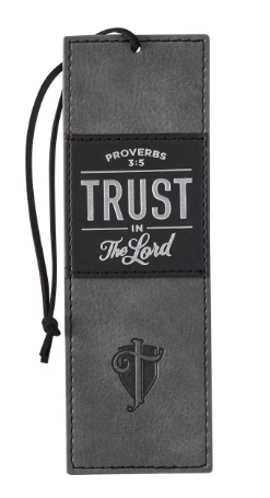 Trust in the LORD Gray and Black Faux Leather Bookmark | Proverbs 3:5